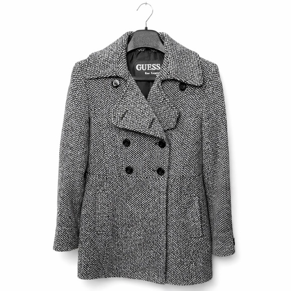 Guess Jackets & Blazers - GUESS Women's Tweed Wool Blend Double-breasted Peacoat (025)